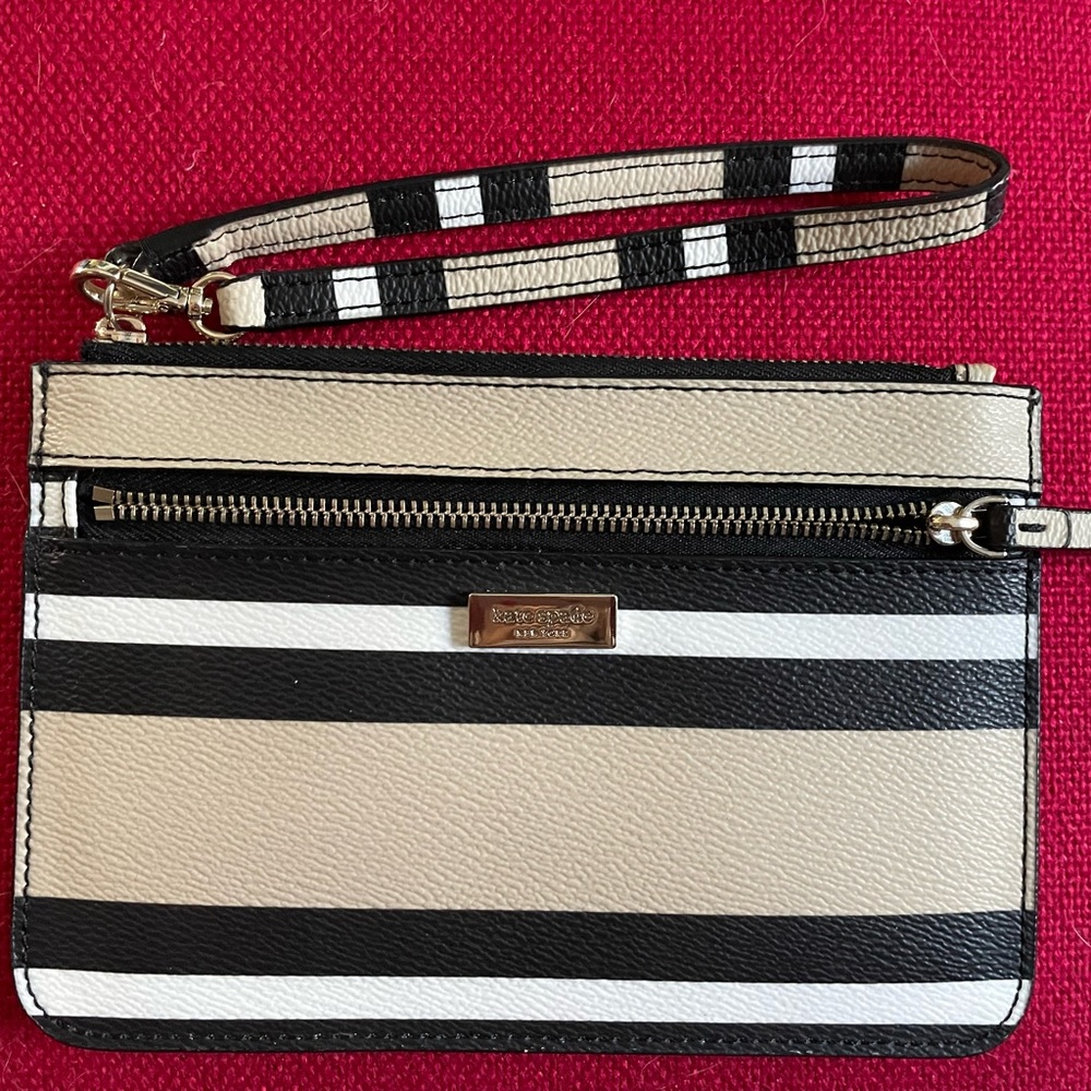 Kate Spade leather shore street ottoman stripe wristlet